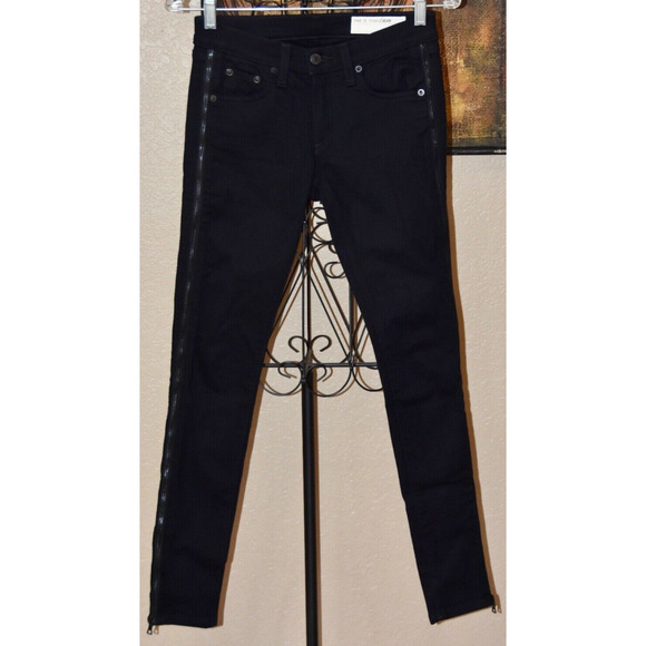 Rag & Bone Skinny Zip Leg Black Jeans Size 25 - Picture 1 of 7